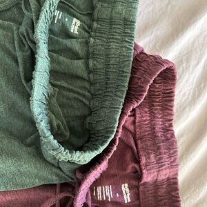 girlfriend collective Green and Burgundy Track Pants Set